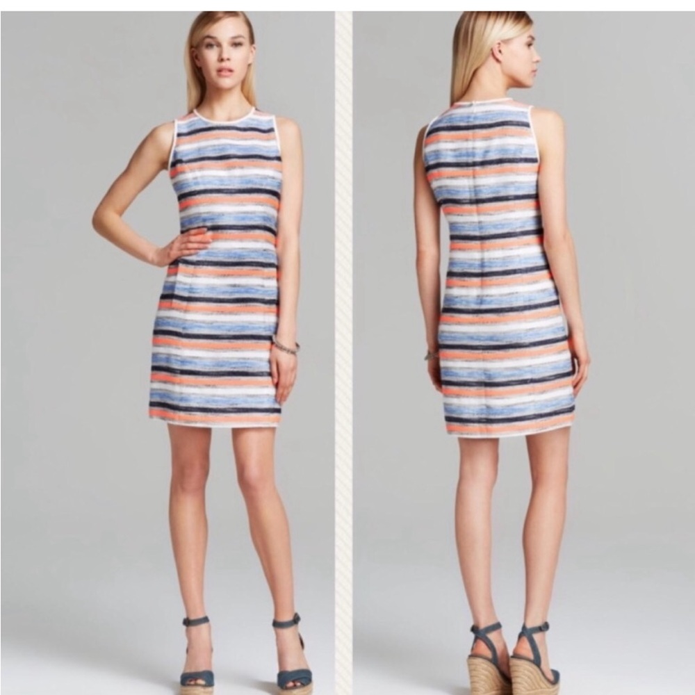 Shoshanna Neon Tweed Striped Sheath Dress Size 4